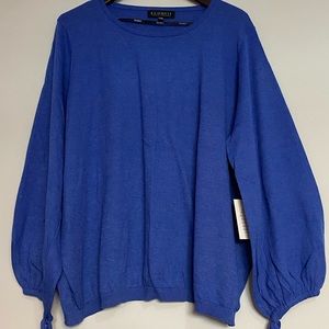 Eloquii Blue Long Sleeve Lightweight Sweater